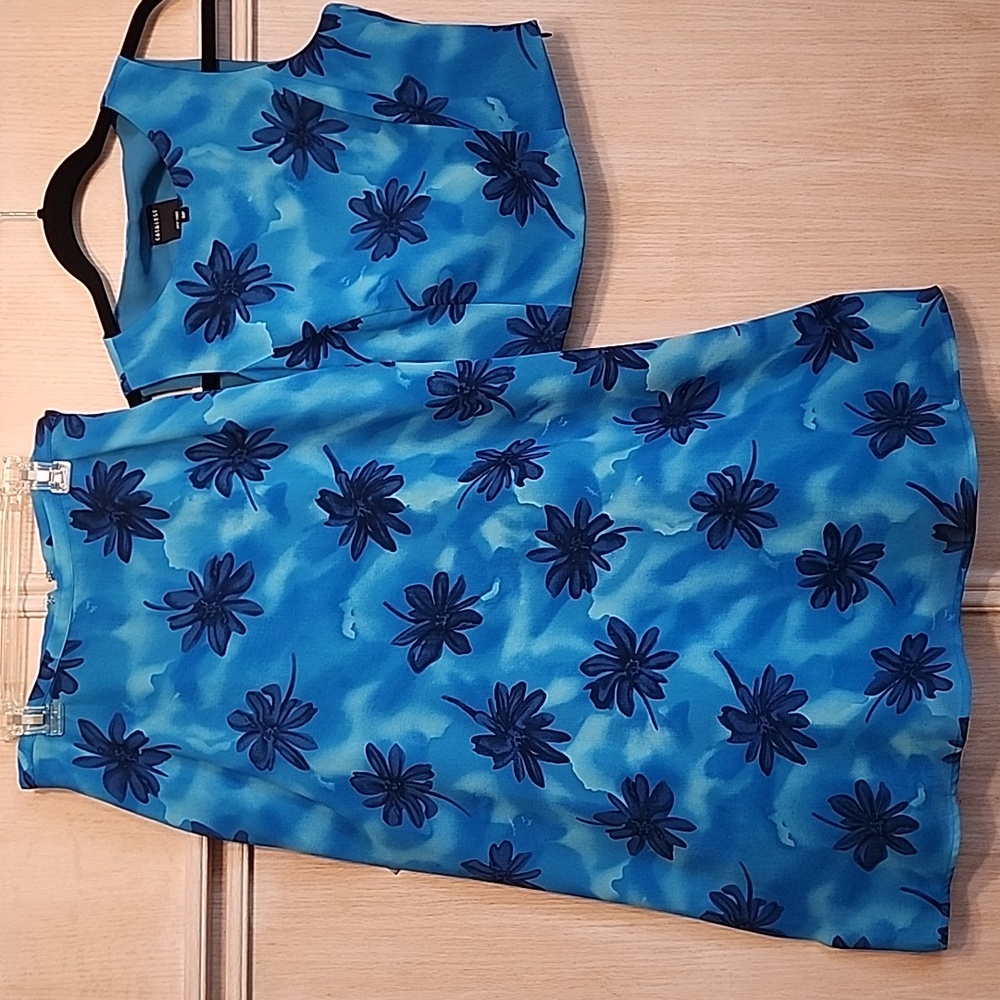 Nwot Catalyst New York Women's Tropical Floral Top & Skirt Set Blue SZ 8P